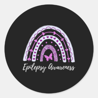 Pegatina Redonda Epilepsia Awareness Boho Rainbow