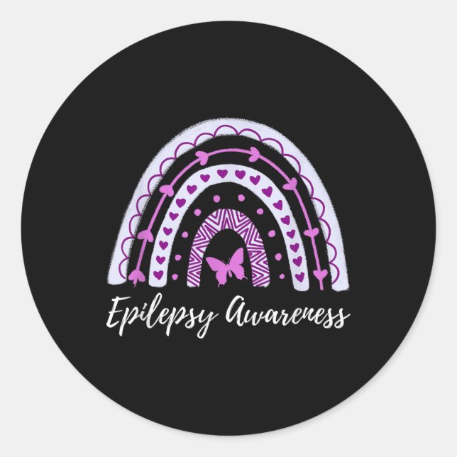 Pegatina Redonda Epilepsia Awareness Boho Rainbow (Anverso)