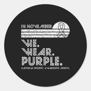 Pegatina Redonda Epilepsia Awareness Mes Noviembre usamos púrpura v