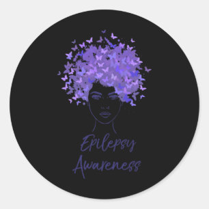 Pegatina Redonda Epilepsia Awareness Morple Butterflies Gift