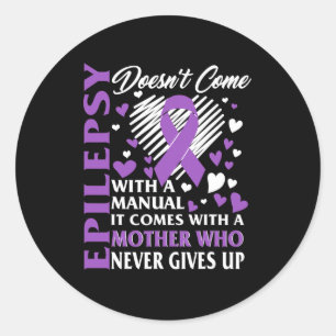 Pegatina Redonda Epilepsia Awareness Mother Purple Ribbon Seized Di