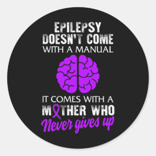 Pegatina Redonda Epilepsia Awareness Mother Purple Ribbon Seized Di