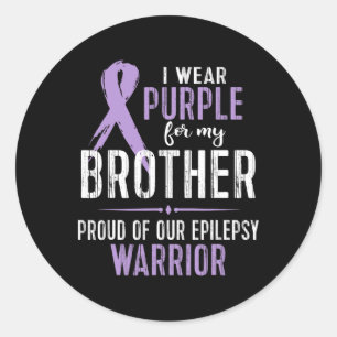 Pegatina Redonda Epilepsia Awareness My Brother Warrior Tee