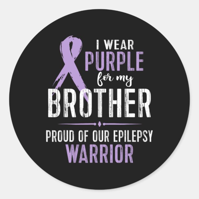 Pegatina Redonda Epilepsia Awareness My Brother Warrior Tee (Anverso)