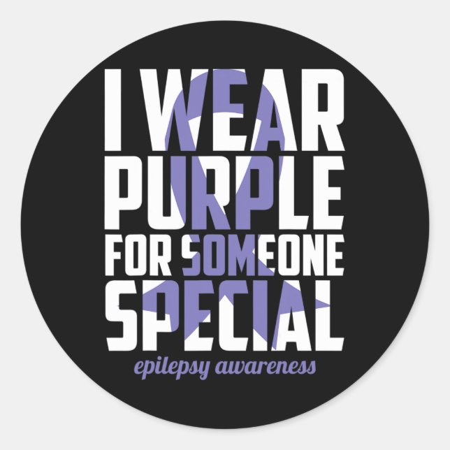 Pegatina Redonda Epilepsia Awareness Purple For Someone Special Rib (Anverso)