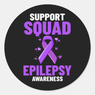Pegatina Redonda Epilepsia Awareness Purple Ribbon Guerrero de Puls