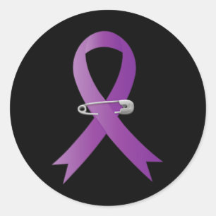 Pegatina Redonda Epilepsia Awareness Purple Ribbon Super Hero