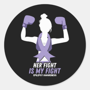 Pegatina Redonda Epilepsia Awareness Su Lucha Es Mi Cinta De Lucha 