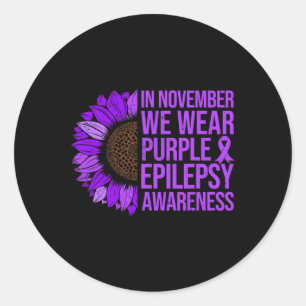 Pegatina Redonda Epilepsia Awareness Sunflower En Noviembre Usamos
