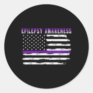 Pegatina Redonda Epilepsia Awareness Usa Flag American Epilepsy Sup