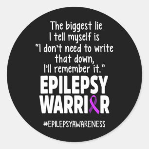 Pegatina Redonda Epilepsia Awareness Write It Epileptic Warrior Sur