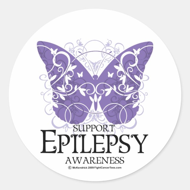 Pegatina Redonda Epilepsia Butterfly (Anverso)