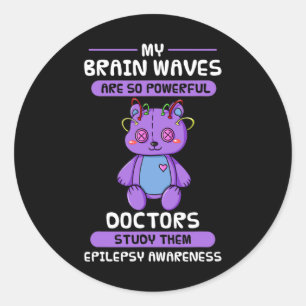 Pegatina Redonda Epilepsia Conciencia Cerebro Epiléptico Morado Epi