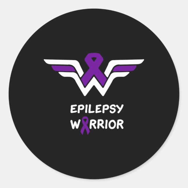 Pegatina Redonda Epilepsia Conciencia Guerrero Apoyo Sobreviviente  (Anverso)