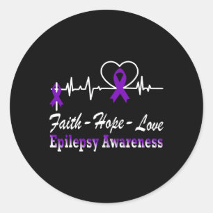 Pegatina Redonda Epilepsia Conciencia Púrpura Cinta Epilepsia Crist
