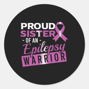 Pegatina Redonda Epilepsia Conciencia Púrpura Orgullosa Hermana de