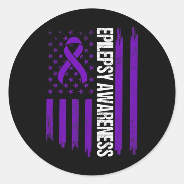 Pegatina Redonda Epilepsia Conciencia Sobreviviente de Guerrero Epi (Anverso)