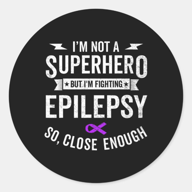 Pegatina Redonda Epilepsia Guerrero Sobreviviente Conciencia Apoyo  (Anverso)