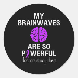 Pegatina Redonda Epilepsia Mes de Conciencia Las ondas cerebrales s