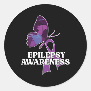Pegatina Redonda Epilepsia Mes de Conciencia Mariposa Epilepsia War