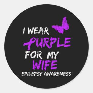 Pegatina Redonda Epilepsia Que Uso Púrpura Para Mi Esposa