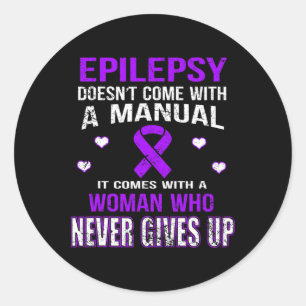 Pegatina Redonda Epilepsia Viene Con Una Mujer Que Nunca Se Rinde T