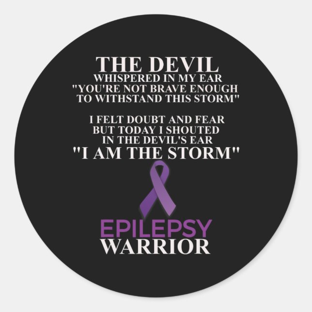 Pegatina Redonda Epilepsia Warrior Awareness Christian Faith (Anverso)