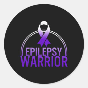 Pegatina Redonda Epilepsia Warrior Awareness Seization Support Purp