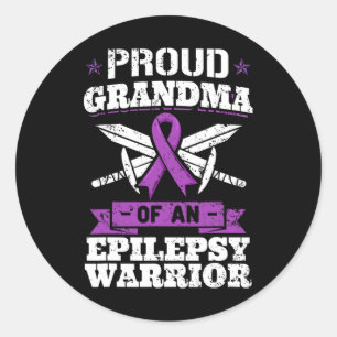 Pegatina Redonda Epilepsia Warrior Grandma Epileptic Seizade Disord