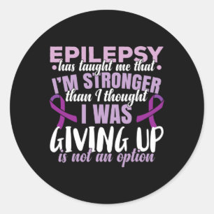 Pegatina Redonda Epilepsia Warrior Purple Ribbon Epilepsia Concienc