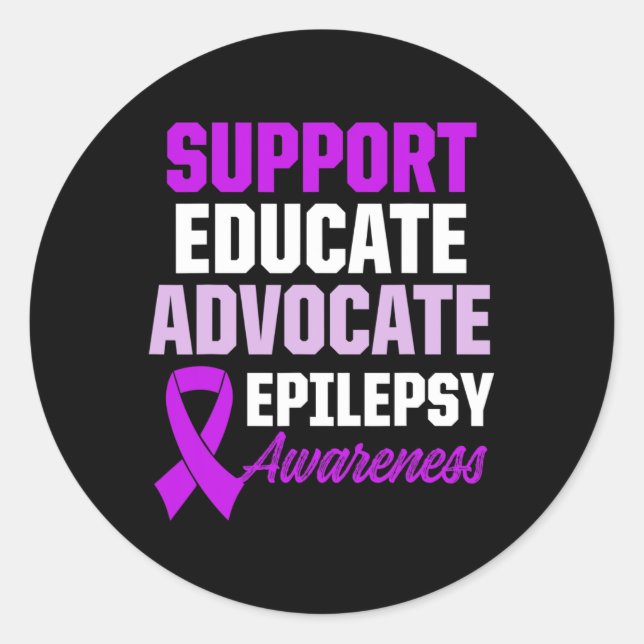 Pegatina Redonda Epilepsy Awareness Epileptic Warrior Survivor 1  (Anverso)