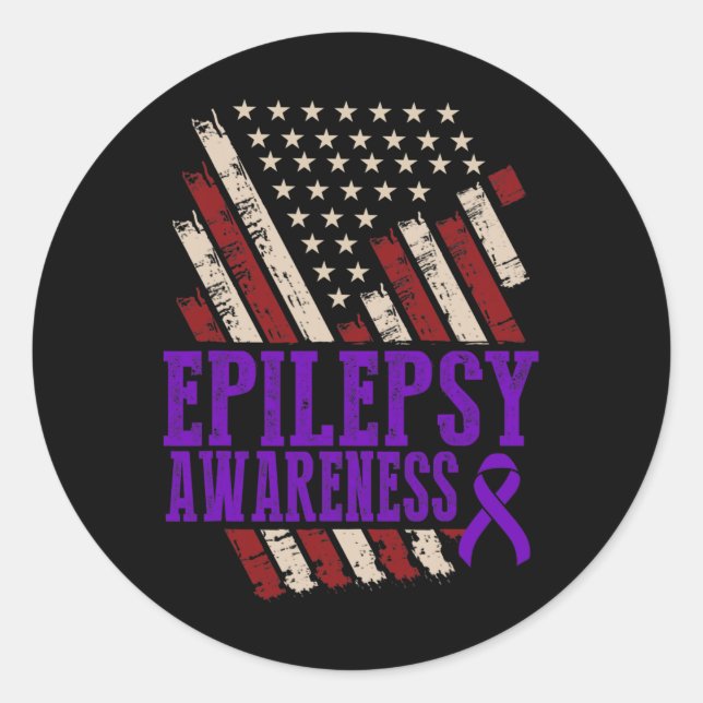 Pegatina Redonda Epilepsy Awareness Epileptic Warrior Survivor 17  (Anverso)
