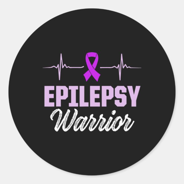 Pegatina Redonda Epilepsy Awareness Epileptic Warrior Survivor 18  (Anverso)