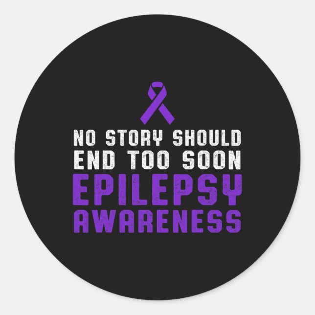 Pegatina Redonda Epilepsy Awareness Fun Beat Epileptic Warrior Surv (Anverso)