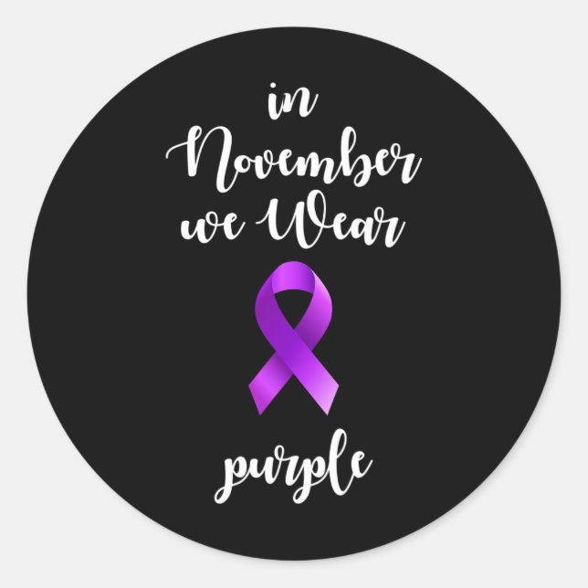 Pegatina Redonda Epilepsy Awareness Month In November We Wear Purpl (Anverso)