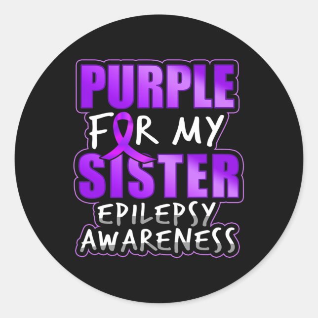 Pegatina Redonda Epilepsy Awareness Purple For My Sister Ribbon  (Anverso)