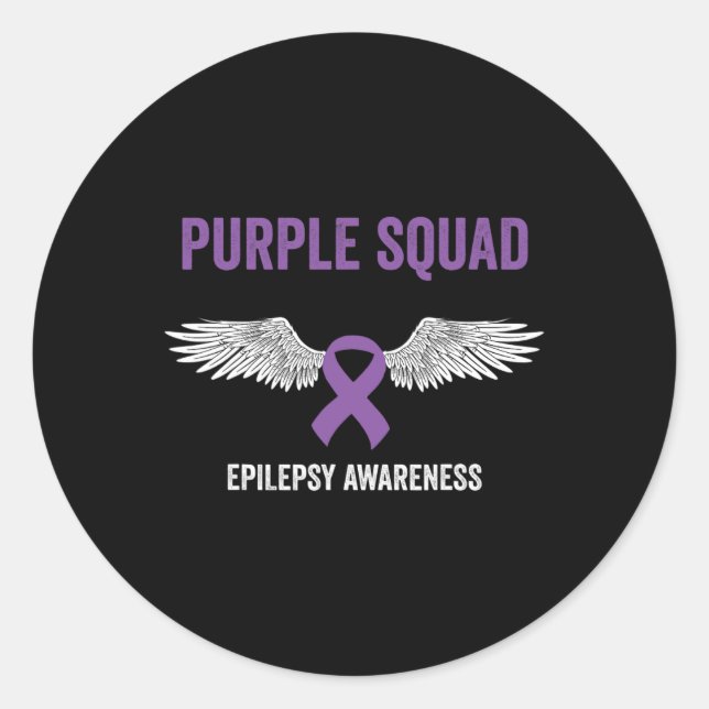 Pegatina Redonda Epilepsy Awareness Purple Ribbon - Epilepsy Awaren (Anverso)