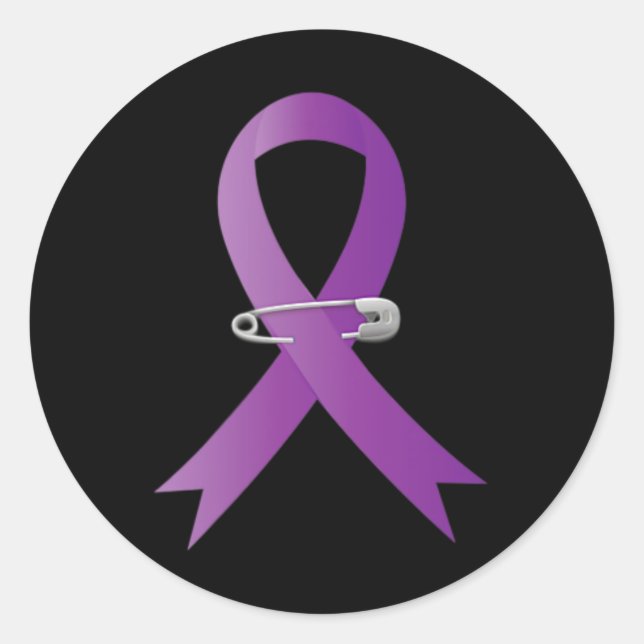 Pegatina Redonda Epilepsy Awareness Purple Ribbon Pocket  (Anverso)