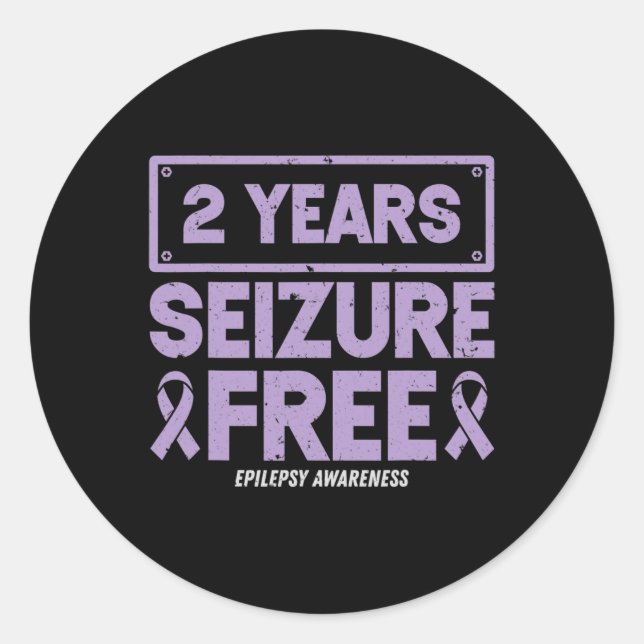 Pegatina Redonda Epilepsy Awareness Ribbon 2 Years Seizure Free  (Anverso)