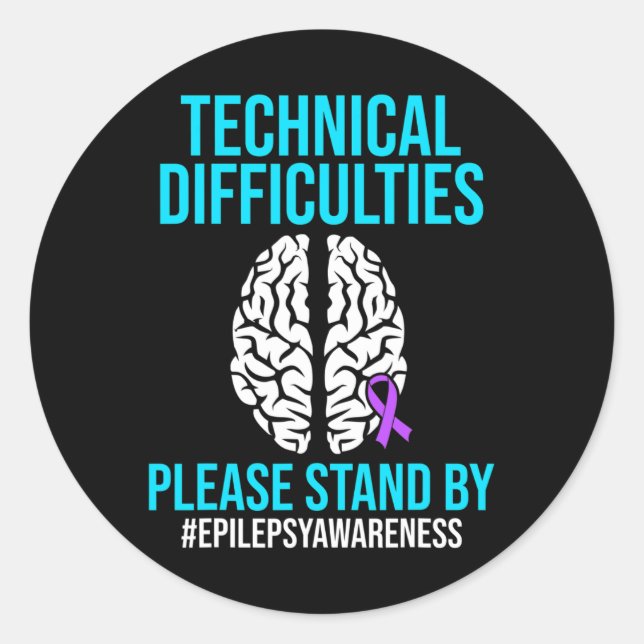 Pegatina Redonda Epilepsy Awareness Technical Epileptic Warrior Sur (Anverso)