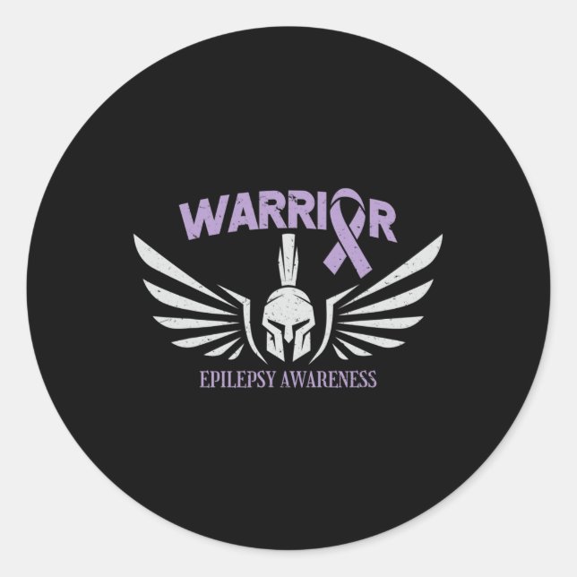 Pegatina Redonda Epilepsy Awareness Warrior Ribbon  (Anverso)