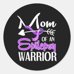 Pegatina Redonda Epilepsy Mom Purple Ribbon Awareness Mother 2
