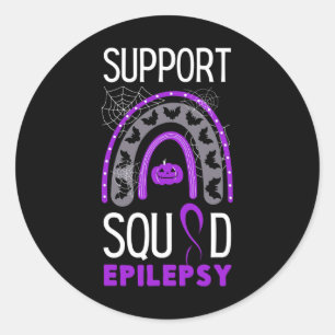 Pegatina Redonda Epilepsy Purple Awareness Ribbon Squad Halloween H