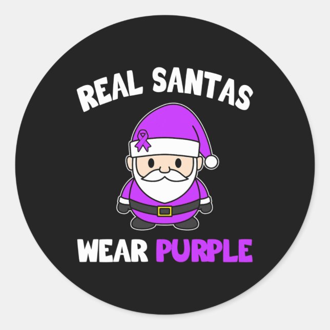 Pegatina Redonda Epilepsy Real Santas Usa Apoyo A La Conciencia Púr (Anverso)