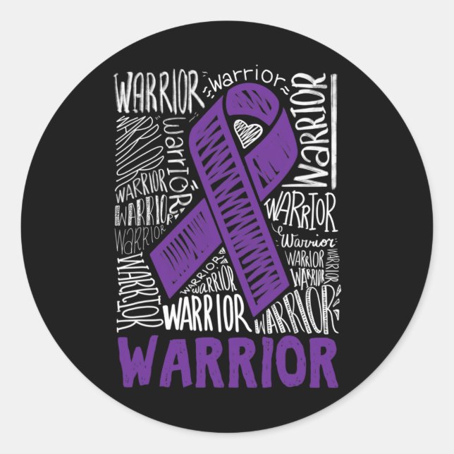 Pegatina Redonda Epilepsy Warrior Family Support Gift Purple Ribbon (Anverso)