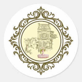 Pegatina Redonda época victoriana