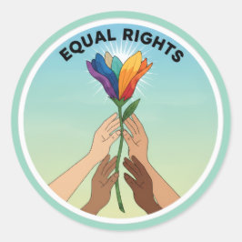 Pegatina Redonda Equal Rights Rainbow Flower – Diversity and Unity