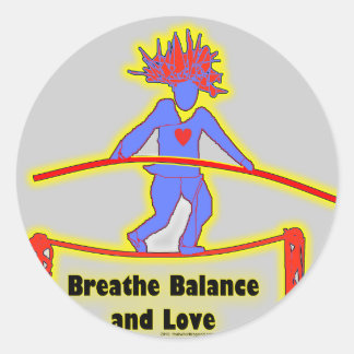 Pegatina Redonda Equilibrio respiratorio y amor