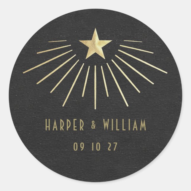 Pegatina Redonda Equinox Celestial Starburst Wedding Stickers (Anverso)