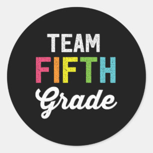 Pegatina Redonda Equipo 5to Profesor de Quinto Grado Byck To School